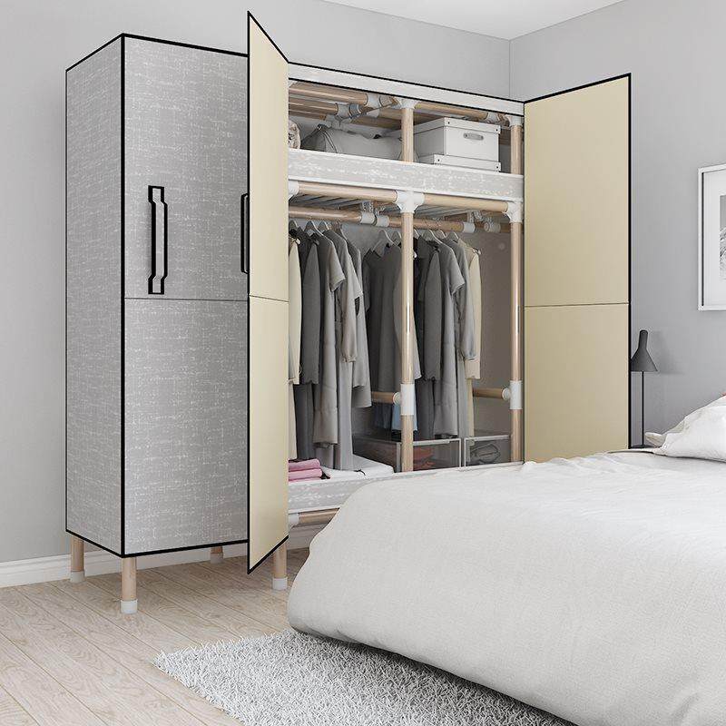 批开门布衣柜简易衣柜钢管加粗加厚MKHKTBXX出钢布艺租房卧室全布