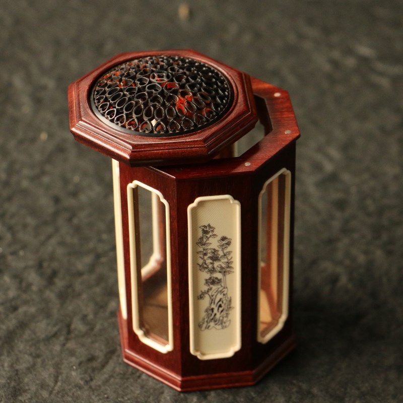 沪上海派精工镶嵌制作红木牛骨雕刻玻璃吸铁石口盖蝈蝈罐鸣虫器具