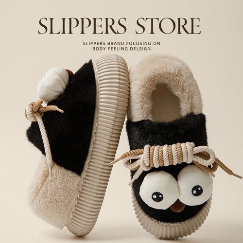 棉拖鞋包跟女冬季外穿防滑防摔无声厚底软底保暖踩屎感不臭脚毛绒