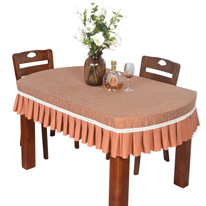简约布艺餐桌布高级长椭圆形桌罩餐座台布全包半圆折叠桌子垫厚