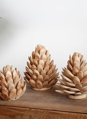 手工木质莲花创意摆件家居饰品客厅桌面房间布置装饰品摆设节日礼