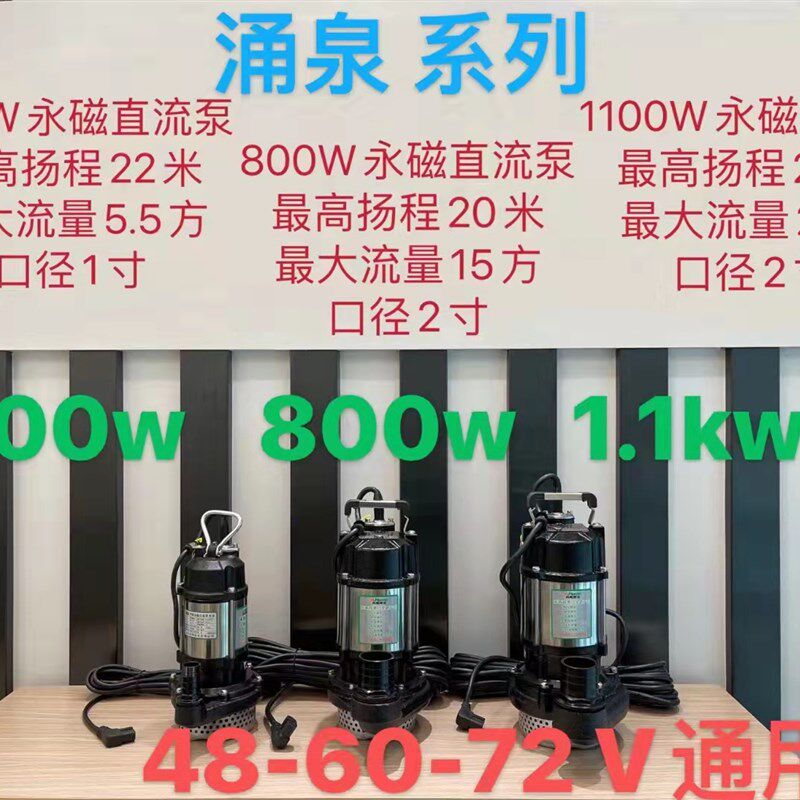 向阳智能永磁无刷直流潜水泵48V60V72V电动车电瓶式农用抽水泵机