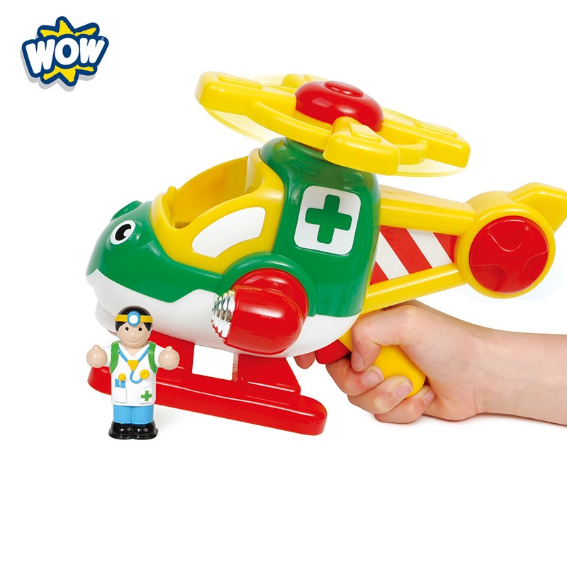 wow救援直升机弗雷迪儿童飞机发条旋转机翼益智早教2-岁