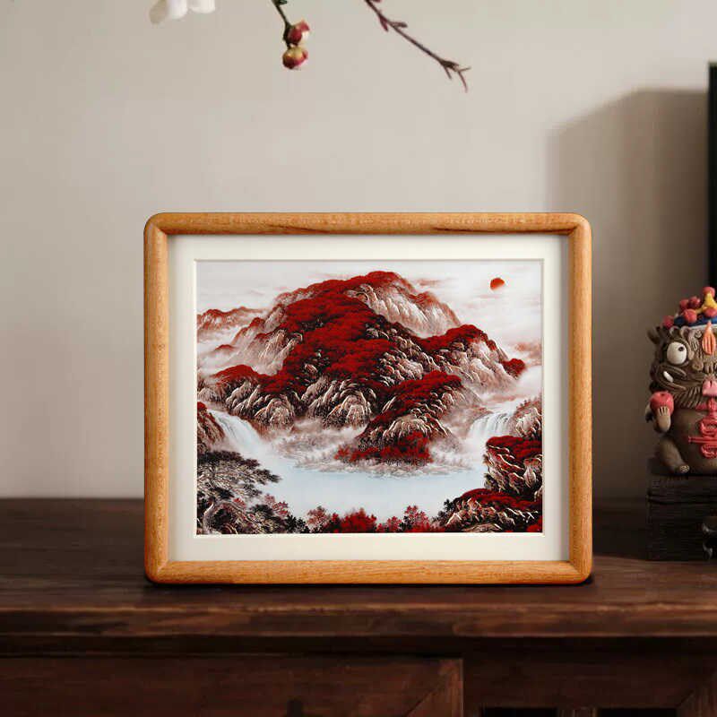 铜艺世家鸿运当头铜雕画桌面摆件手工錾刻山水画客厅办公室装饰画