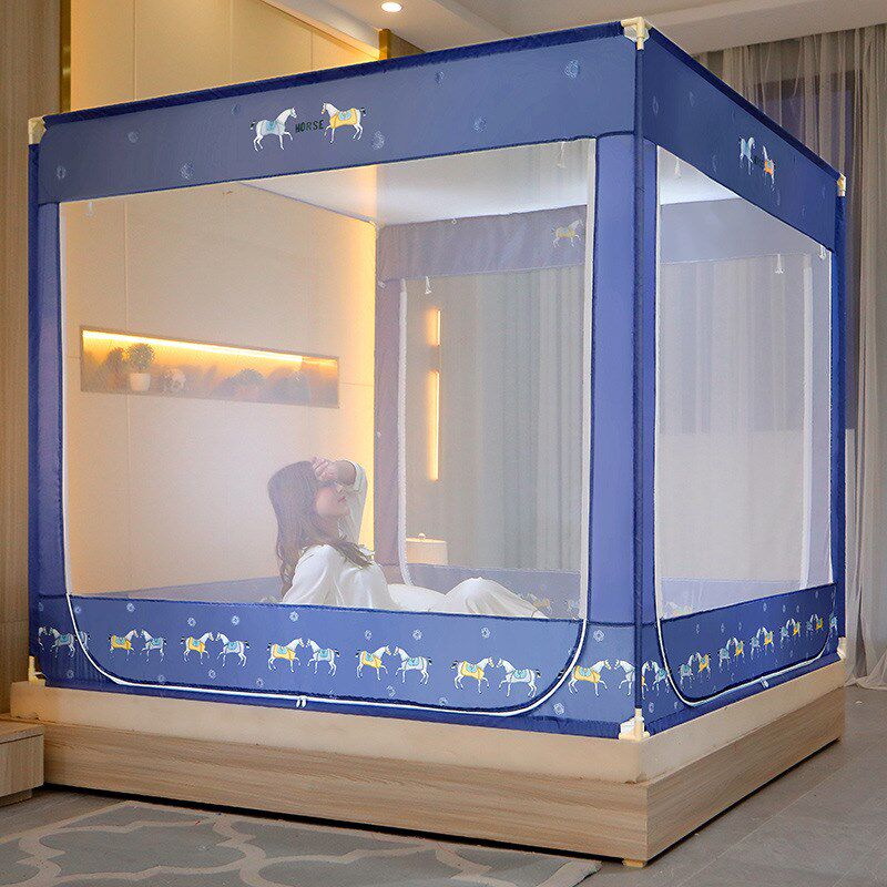 加大坐床蚊帐加密帐纱家用宿舍防摔全封闭三开门防蚊安装简单蚊帐