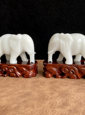 天然白玉吸水大象摆饰玄关装饰乔迁新居开业礼品吉祥物手工玉雕象