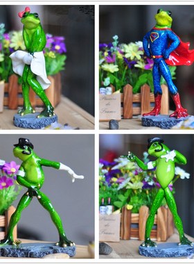 家居饰品树脂青蛙超人梦露迈克杰克逊舞蹈艺术摆件橱窗办公室桌面