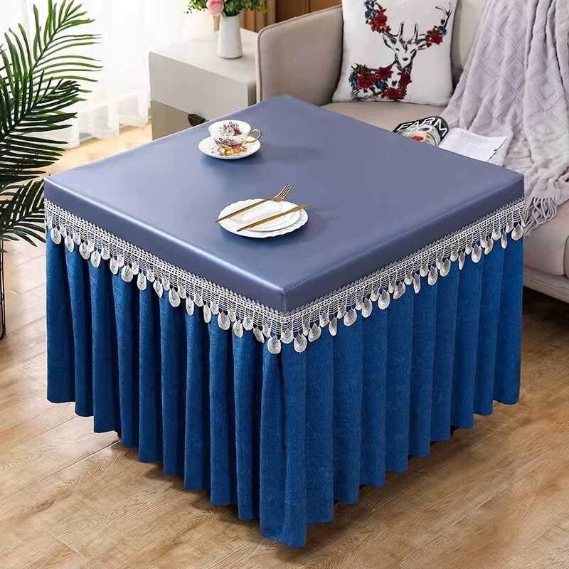 烤火桌子罩正方形电炉罩x茶几桌布防水防油免洗加厚皮桌罩