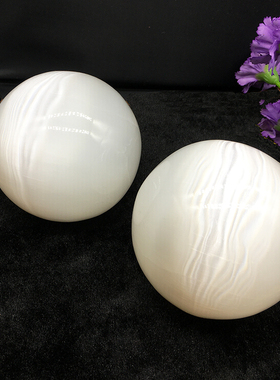 天然摩洛哥精品透石膏球办公桌面摆件把玩健身球6/8/10公分水晶球