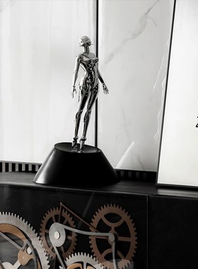 从上现代科技感未来战士艺术雕塑样板房售楼处吧台橱窗柜玄关摆件