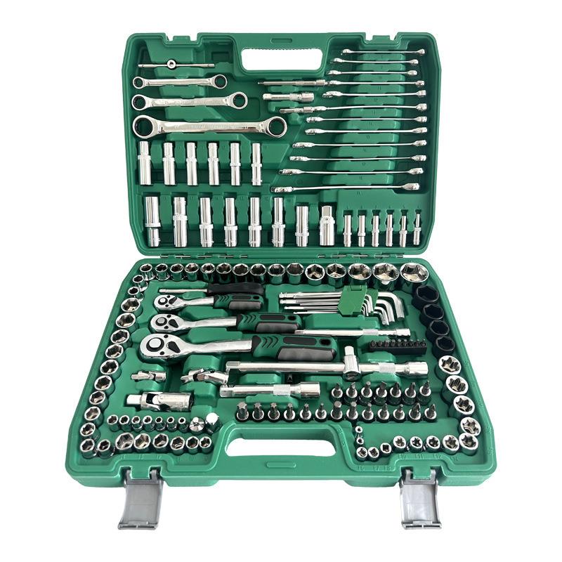 151件套铬钒钢汽修72齿快速棘轮扳手两用扳手接杆套筒工具套装