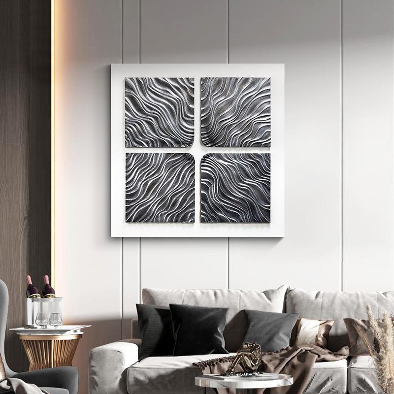 木雕立体实物画现代简约客厅装饰画样板房入户玄关大气过道挂画