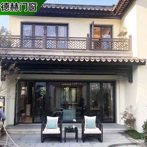 厂家断桥铝仿古门窗中式别墅复古木隔断设计玻璃窗