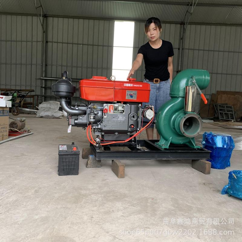 柴油25马力8寸离心泵 柴油水冷电启动抽水泵 电机带4寸泥浆污水泵