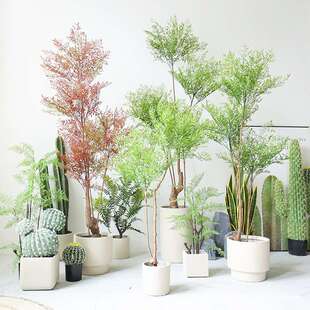 仿真绿植盆栽大型南天竹假绿植软装饰假树仿真树客厅落地装饰摆件