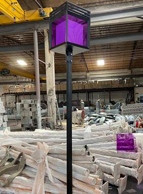 新中式新型潮款流咖啡店奶茶店景区公园紫色亚克力方形灯罩庭院灯