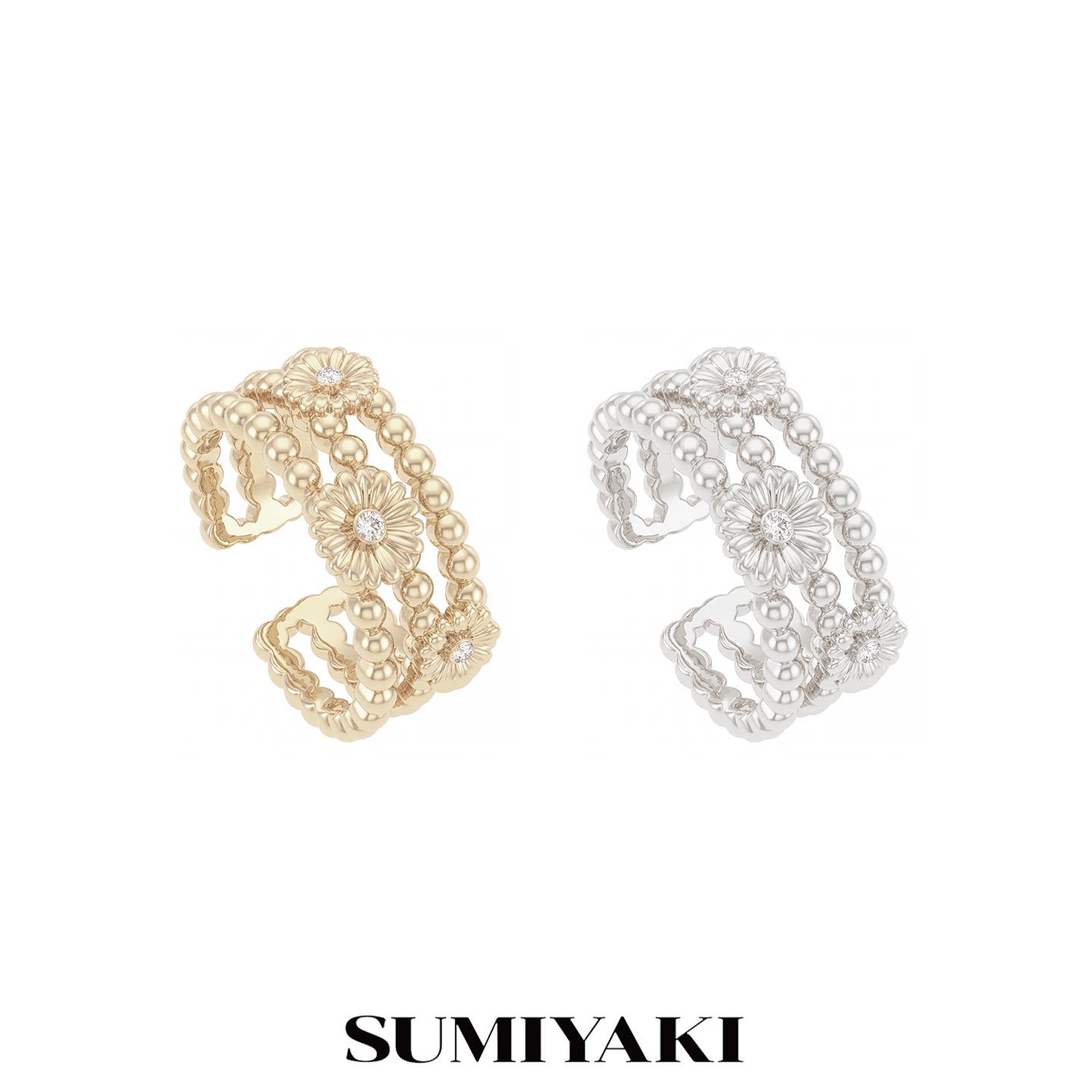 SUMIYAKI 繁花系列雏菊多层戒指女设计感指环新款复古对戒情侣图片