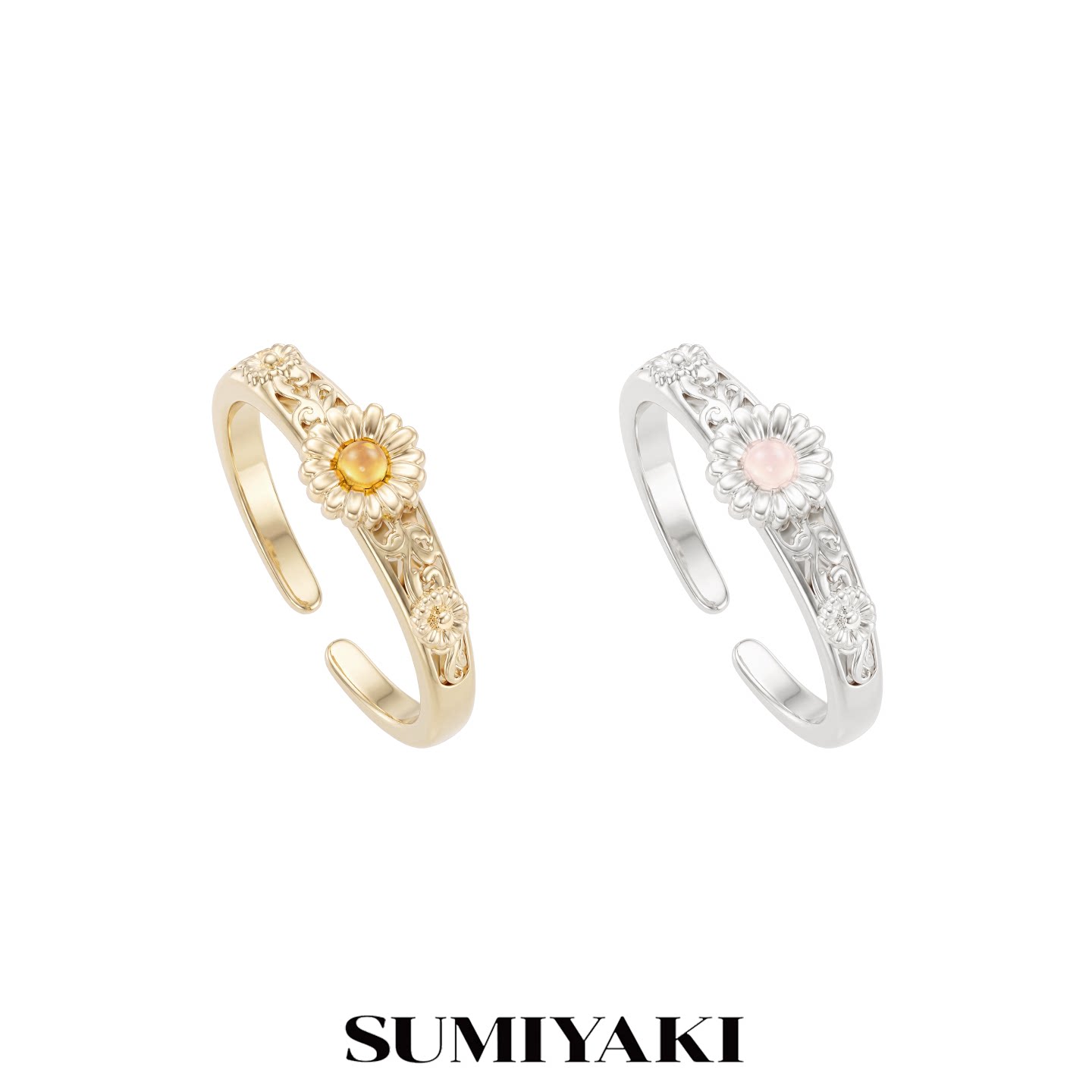 SUMIYAKI繁花系列立体雏菊戒指女小众设计情侣对戒可调节指环轻奢图片