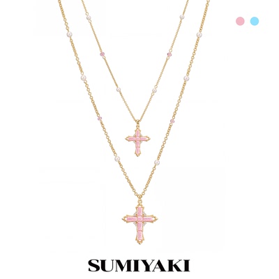 SUMIYAKI 绮梦系列双层十字架珍珠项链可拆分锁骨链女款配饰吊坠