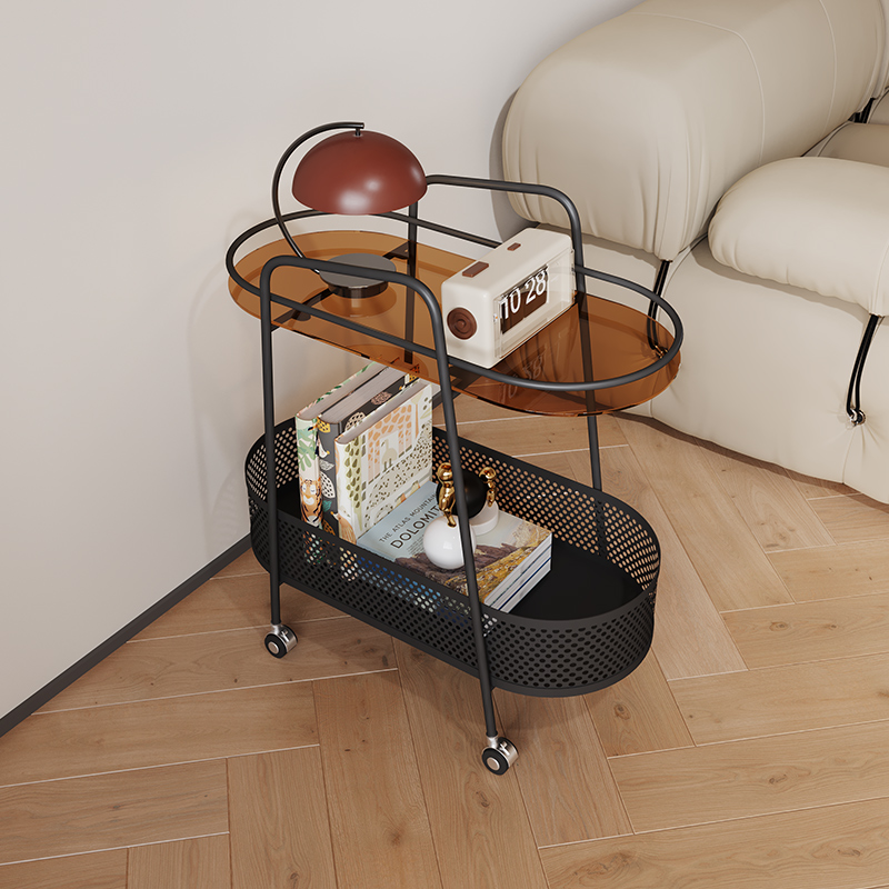 客厅沙发边几铁艺带轮推车小茶几简约床头置物架可移动边桌角几