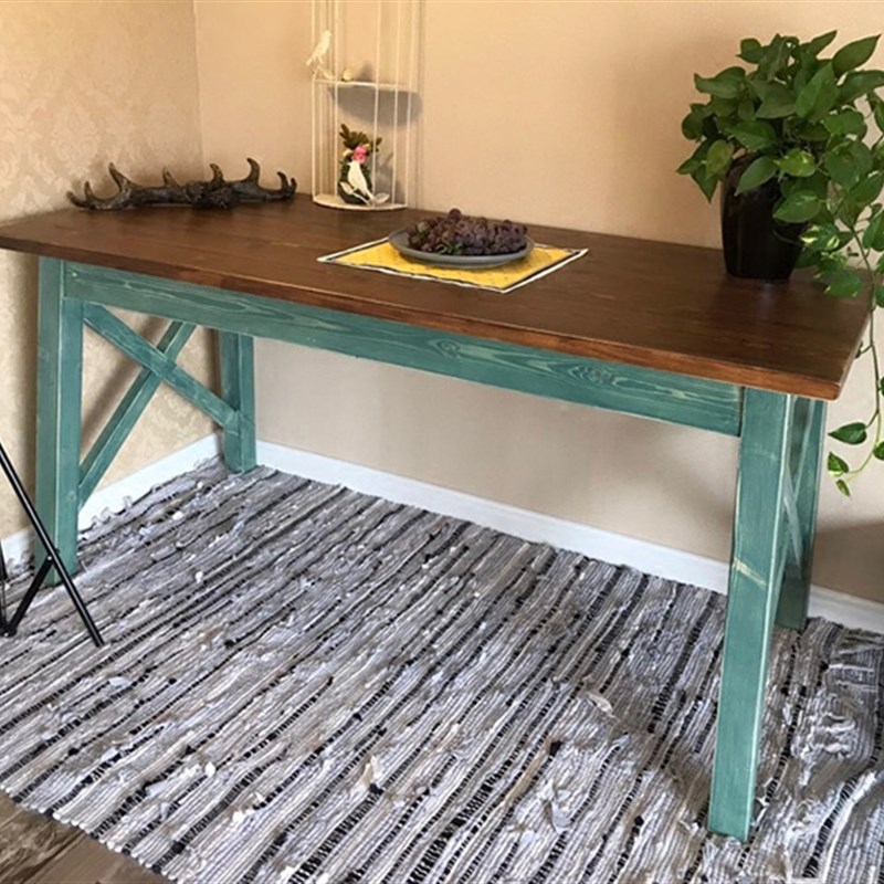 美式实木桌椅长方形做旧复古餐桌阳台咖啡桌餐饮桌花店桌子工作台