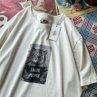 谢先绅 讨厌人类趣味搞笑复古T恤男女款 小众怀旧老粗布纯棉短袖