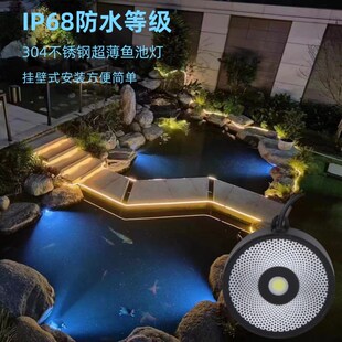 鱼池灯锦鲤鱼池水下灯水池景观灯冰蓝光池壁灯鱼池造景低压灯