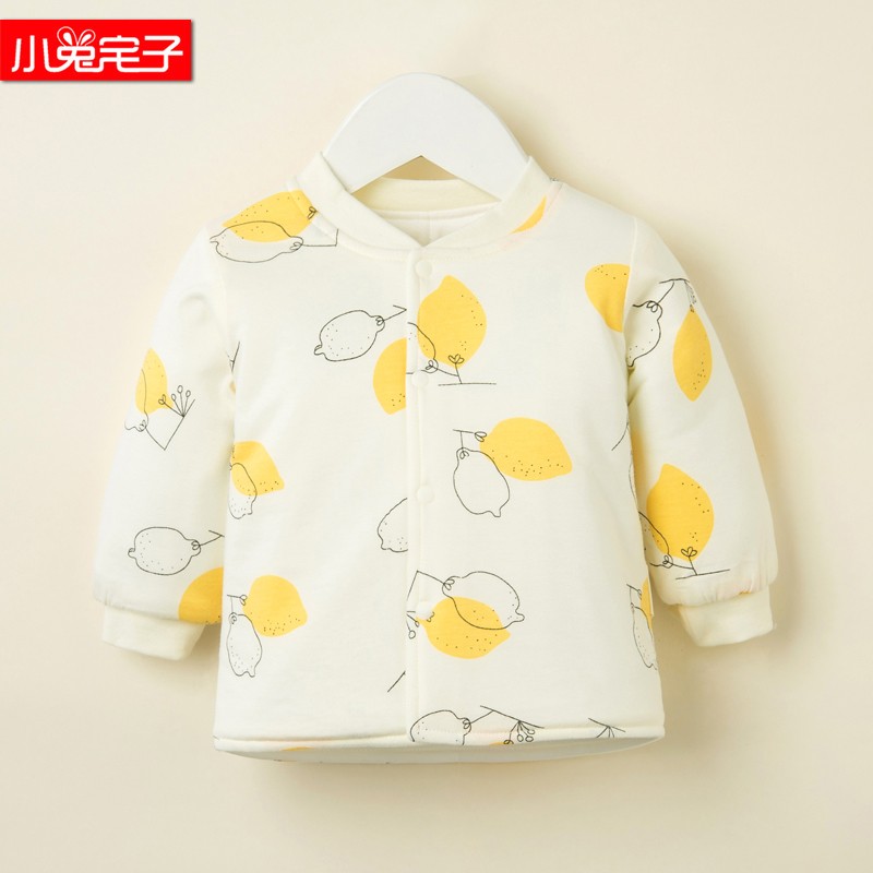 小兔宅子宝宝冬天夹棉保暖对襟内衣新生儿上衣小棉衣婴儿纯棉睡衣