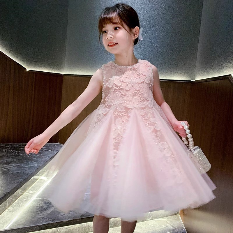 女童新中式背心连衣裙夏季2024新款小女孩洋气高级感公主网纱裙子