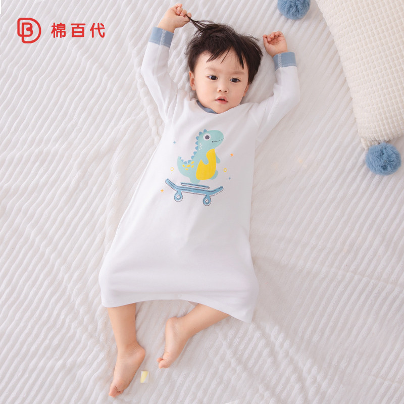 婴儿睡袍无骨宝宝睡衣春秋防踢被防着凉秋冬纯棉儿童睡裙男童女童