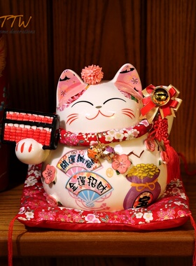 开运纳财招财猫摆件店铺前台开业创意客厅存钱罐乔迁礼物家居饰品