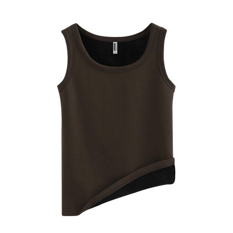 加绒加厚保暖背心女士冬季内穿无袖纯棉修身上衣马甲内搭打底衫