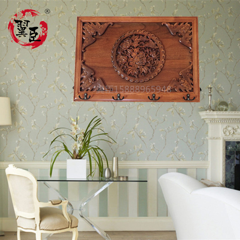 定制做实木新中式带衣帽挂钩客厅电表箱装饰画配电箱空开盒遮挡箱