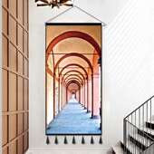 挂毯 饰挂画可以玄关竖版 简约北欧装 饰挂布背景布建筑风布艺墙面装