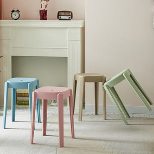 简约塑料凳子加厚板凳家用高凳客厅小方凳子餐厅登子北欧创意圆凳