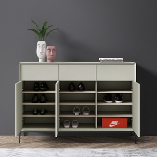 意式极简鞋柜烤漆家用门口玄关多功能多层储物柜整装北欧简约柜子