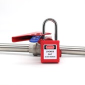 红色多孔钢制标准球阀锁上锁挂牌楔形自来水管阀门手柄锁防误操作