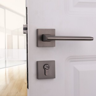 依佰利黑色门锁北欧式 静音门锁卧室简约把手分体锁 房门锁室内美式