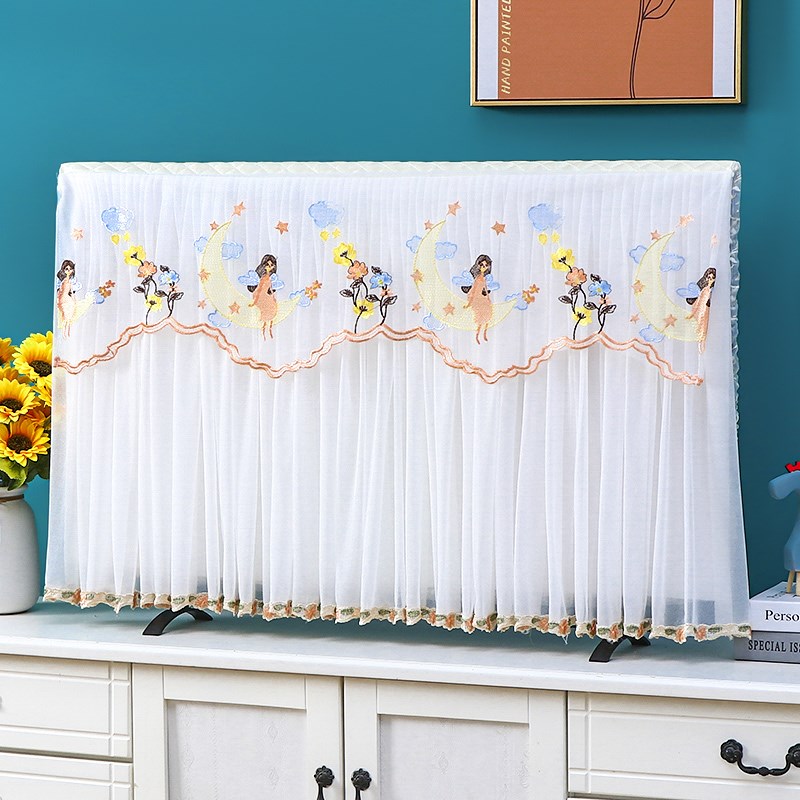 电视机罩套防尘罩新款开机不取遮尘高级蕾丝挂式纱盖布55657585寸