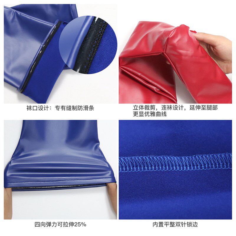 魅色性感亮面乳胶氨大腿袜W01酒吧舞台演出黑色长筒过膝袜女靴袜