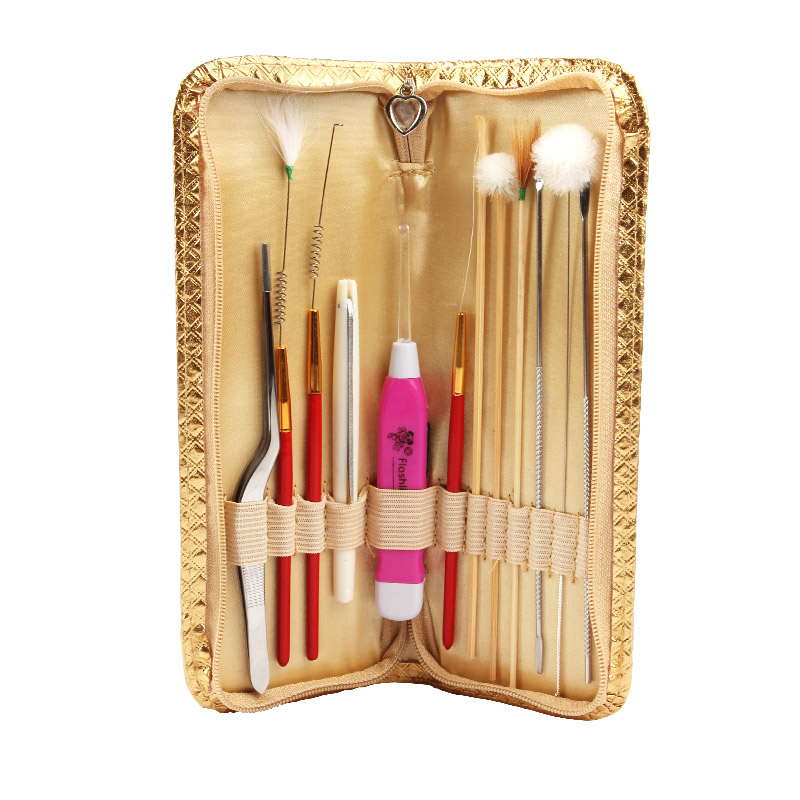 12件带灯 采耳工具套装 不锈钢扣耳勺 掏耳朵 挖耳朵勺 发光耳勺