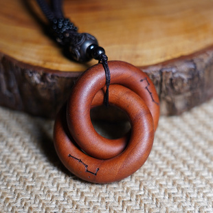 天然雷击木枣木迷你乾坤圈阴阳环桃木阴阳圈手镯一体整木雕刻