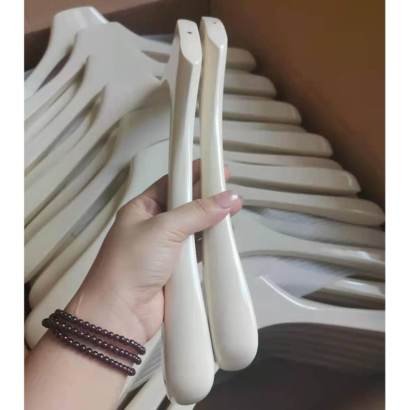 服装店衣架榉木米黄色实木质衣撑女装专用米白高档防滑裤夹架定制