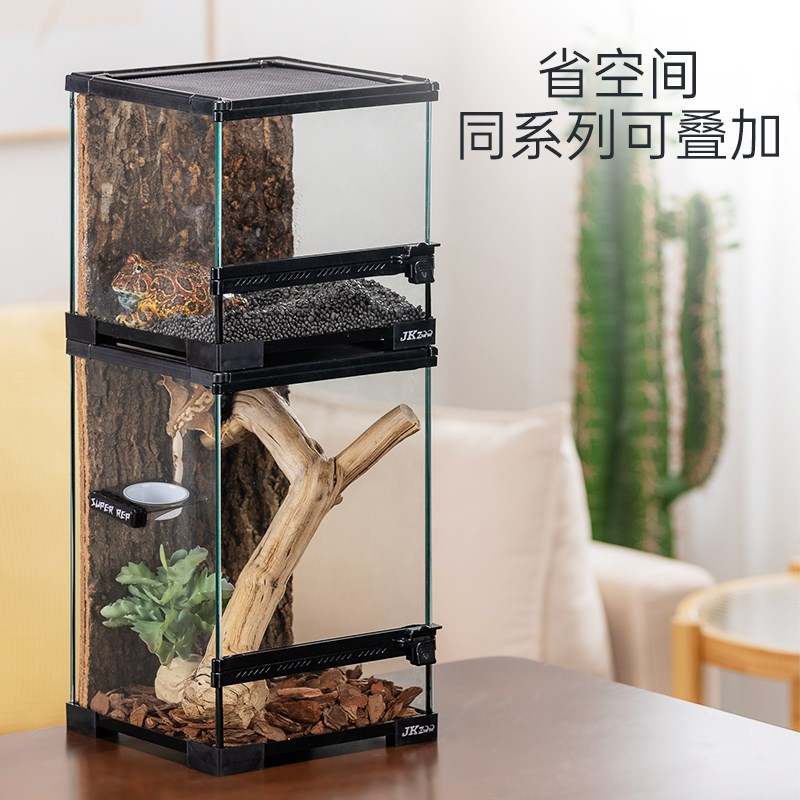 JKZO爬宠雨林缸生态饲养箱守宫蜥蜴角蛙寄居蟹乌龟蛇玻璃缸前开门