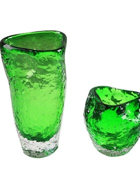 轻奢绿色琉璃可水培花瓶艺术摆件客厅样板间玄关餐桌插花花器装饰