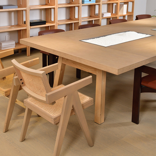 实木会议桌长桌新中式大型长条餐桌两用4米12人长方形桌子工作台