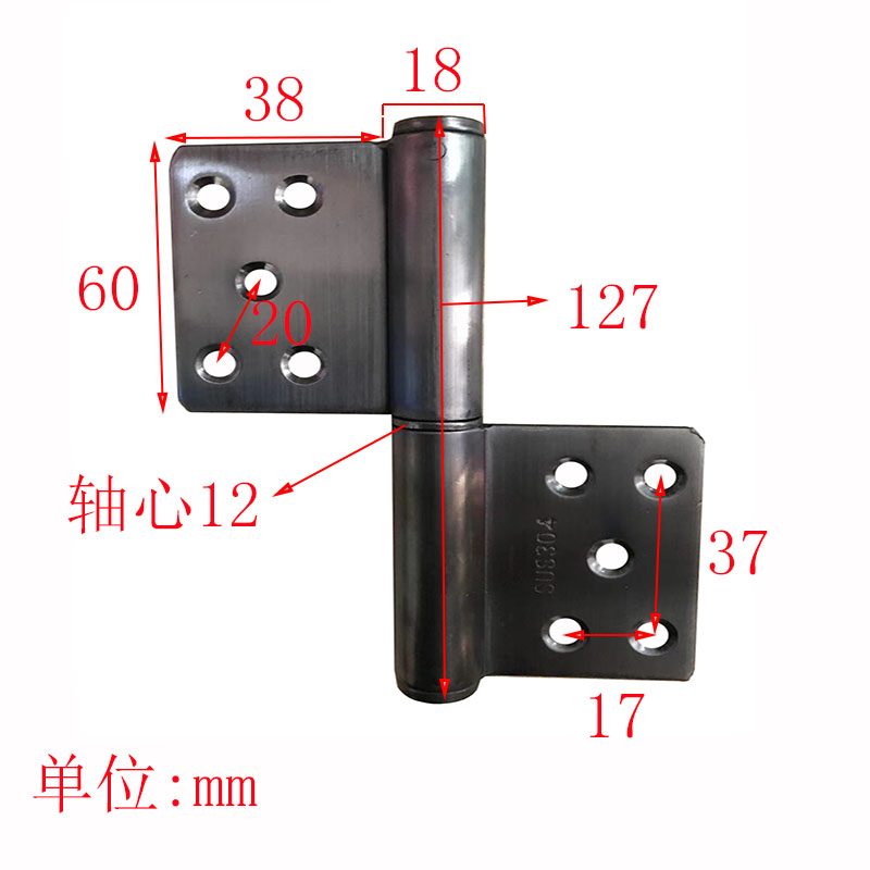 5寸304不锈钢防火金属木大门哑黑钛加厚铰链旗型可拆脱卸式门铰链