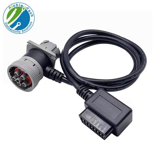 6孔HD16-6-96S公母全套防水连接器转16PIN OBD诊断线线束