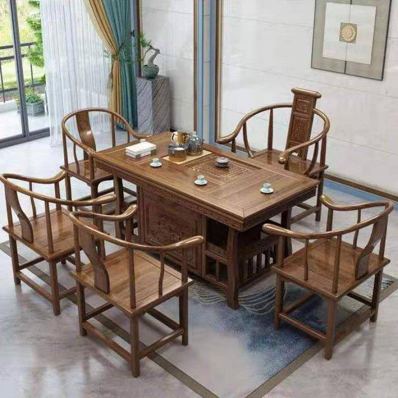 实木茶桌椅组合办公茶具套一体新中式茶台茶几桌子两用二合一