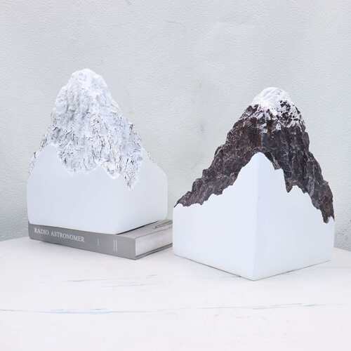 现代新中式抽象假山雕塑艺术品酒店玄关办公室大班台雪山软装摆件